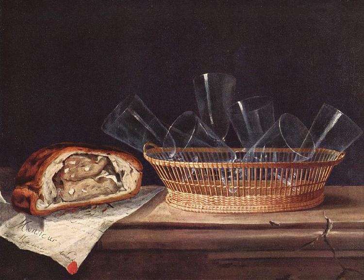 Sebastian Stoskopff Korb mit Glasern, Pastete und einem Brief Germany oil painting art